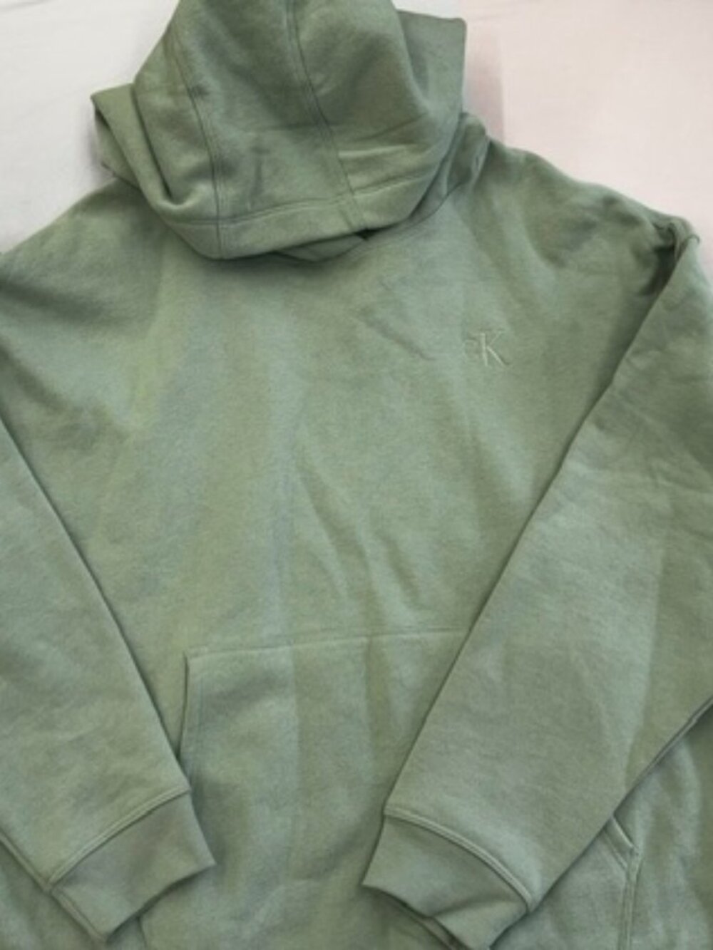 NWT Calvin Klein Sage Green Drop-Shoulder Fleece Pullover Hoodie - Size